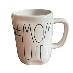 Rae Dunn White Ceramic "#MOM LIFE" Coffee Tea Mug Cup